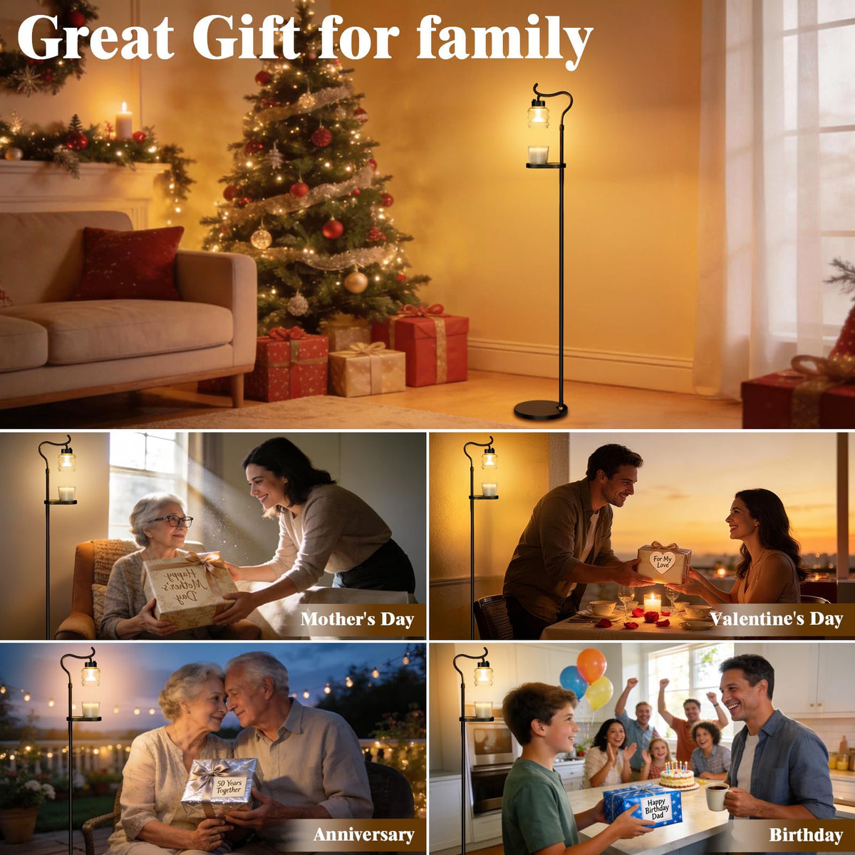 Dimmable Height Adjustable Candle Warmer Floor Lamp with Timer Q8348