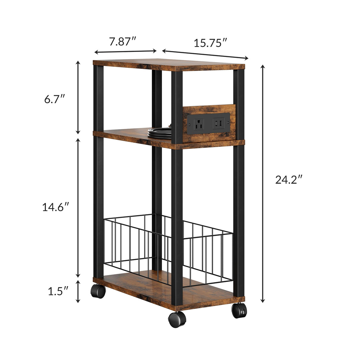 Rolling Side Table with Wheels L245827