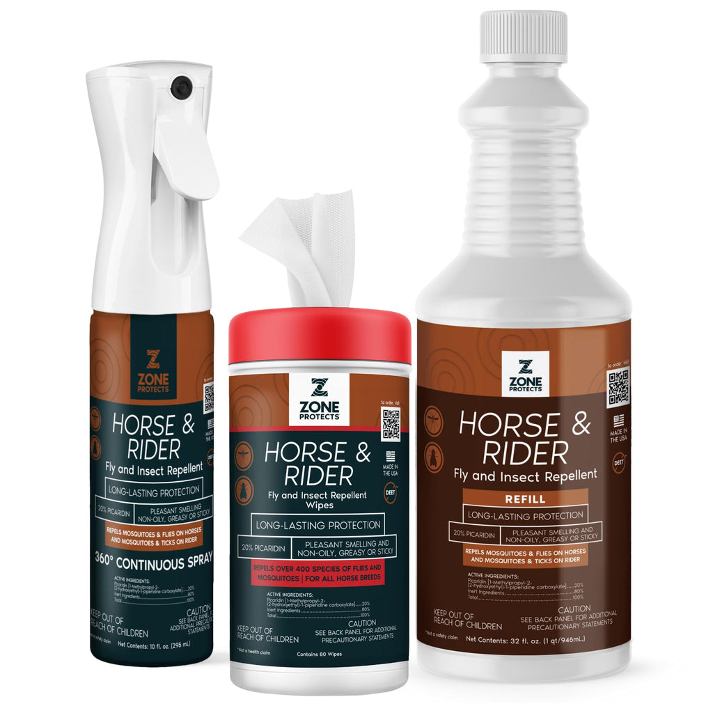 Picaridin 10oz Continuous Spray 32oz Refill 80ct Wipes Horse Fly Repellent N3737