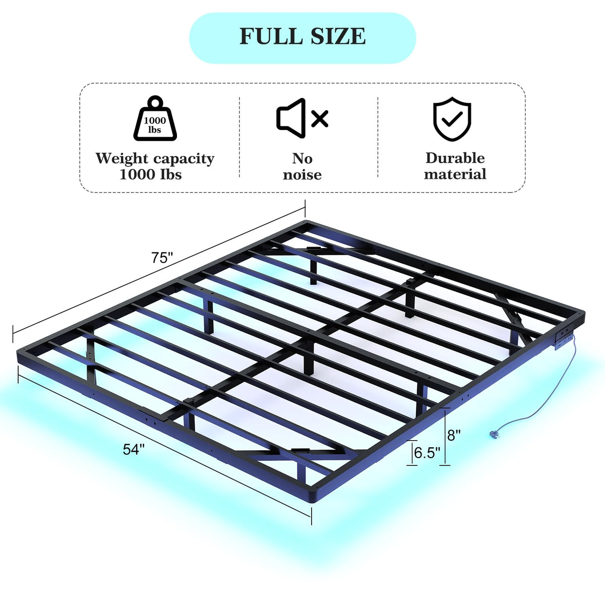 Full Size Metal Floating Bed Frame with LED Lights L1694