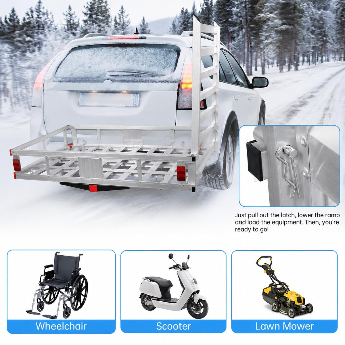 Aluminum Hitch Cargo Carrier with Ramp P71274