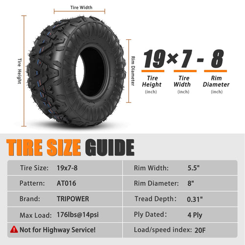 19x7-8 All-Terrain ATV/UTV Tires Set of 2 B672
