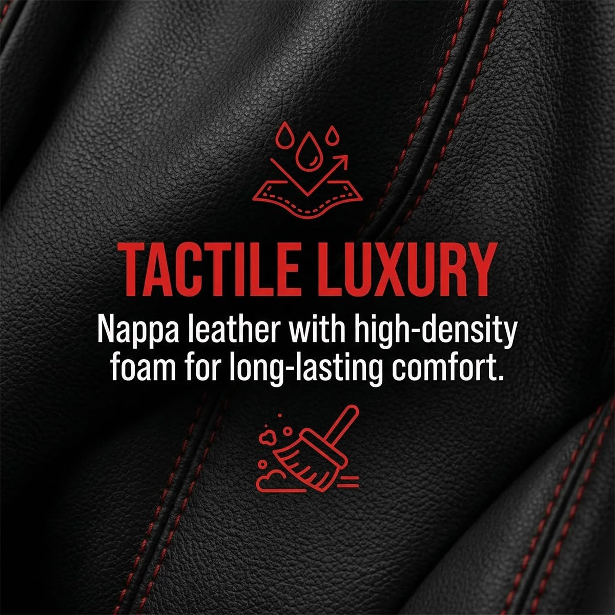 Black Red Leather Car Seat Cover Full Set S463778