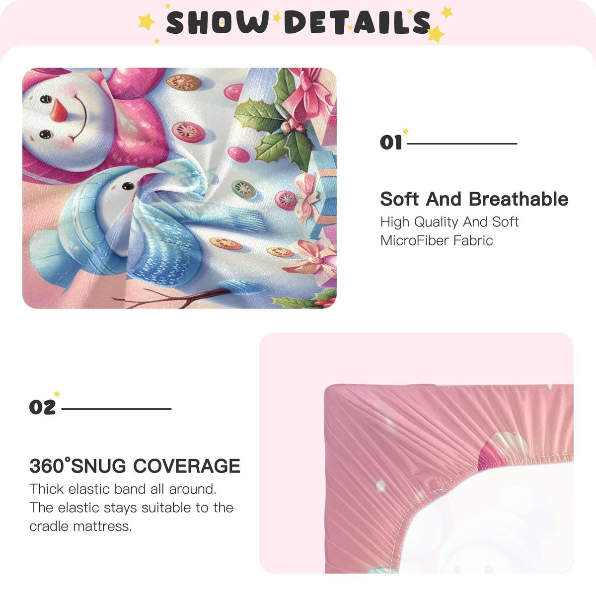 Christmas Snowmen Crib Sheet 52" x 28" O485744