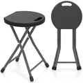 Folding Stool, 18in Portable Collapsible Bar Stool with Handle & Steel Frame P480