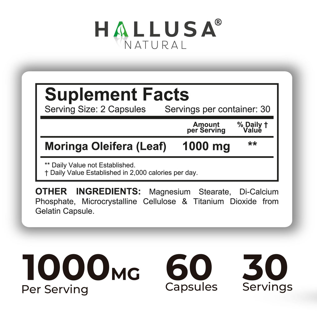Moringa Oleifera Leaf 1000mg 60 Capsules E531787