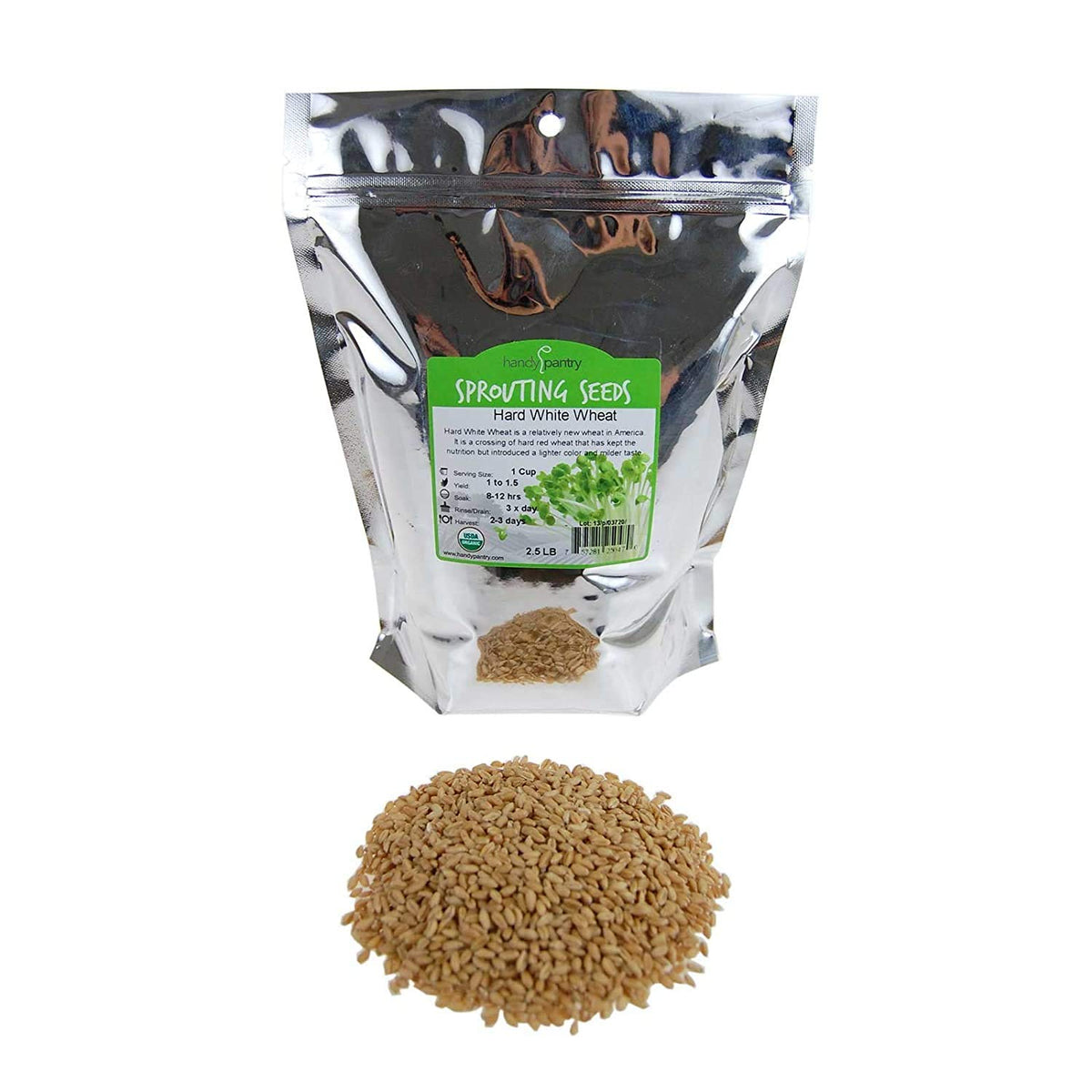 Organic Whole Wheat Kernels 2.5 Lb Non-GMO Hard White P343820