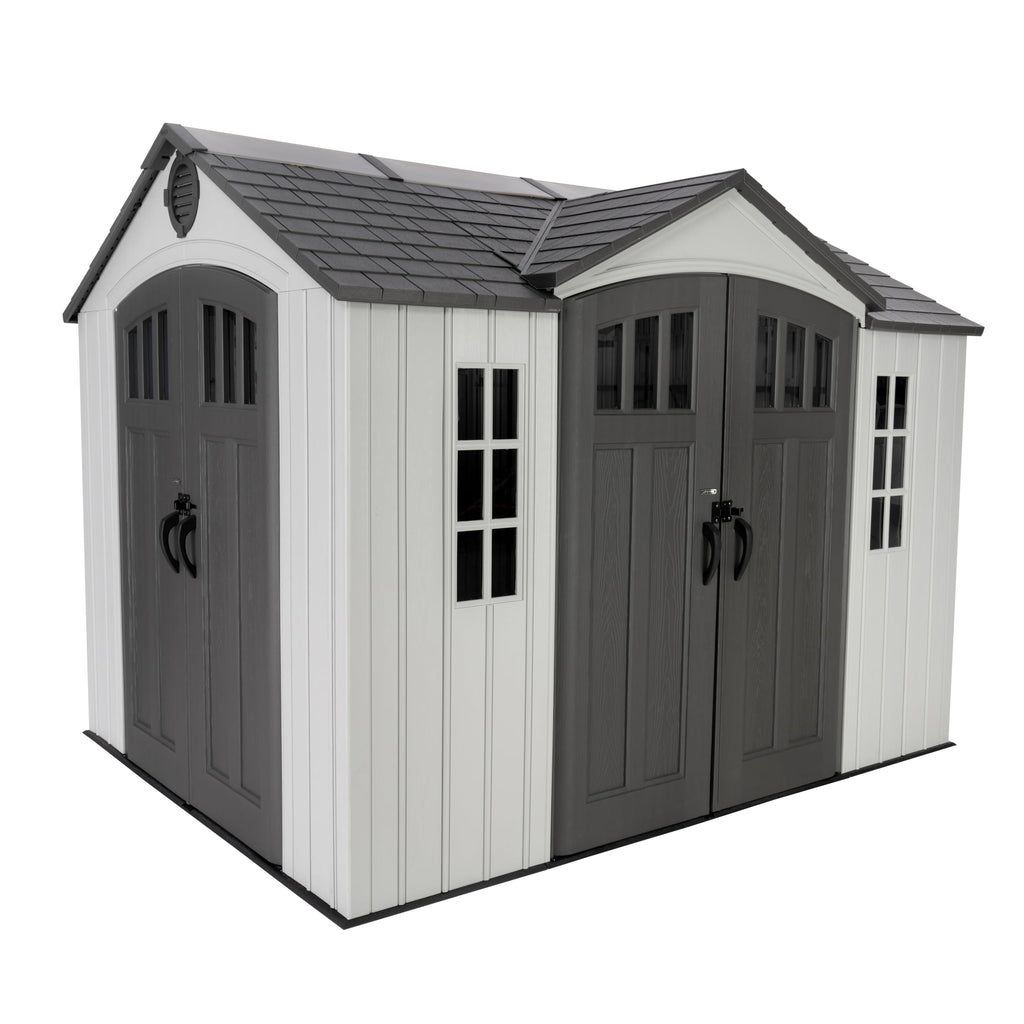 10x8 Ft Gray Resin Outdoor Storage Shed with Double Doors N634