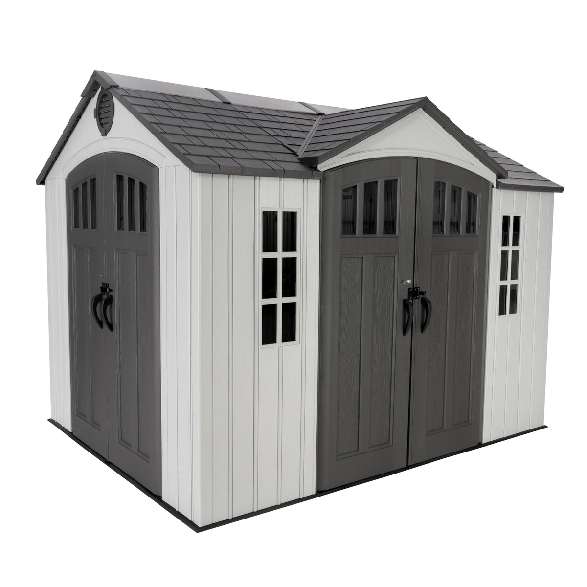 10x8 Ft Gray Resin Outdoor Storage Shed with Double Doors N634