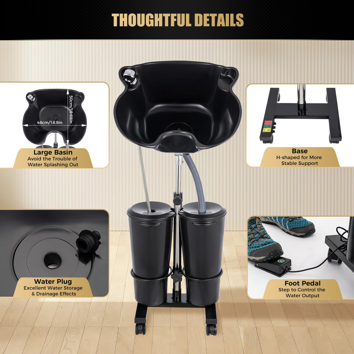 Portable Shampoo Unit with Electric Pump and Drain Hoses O792