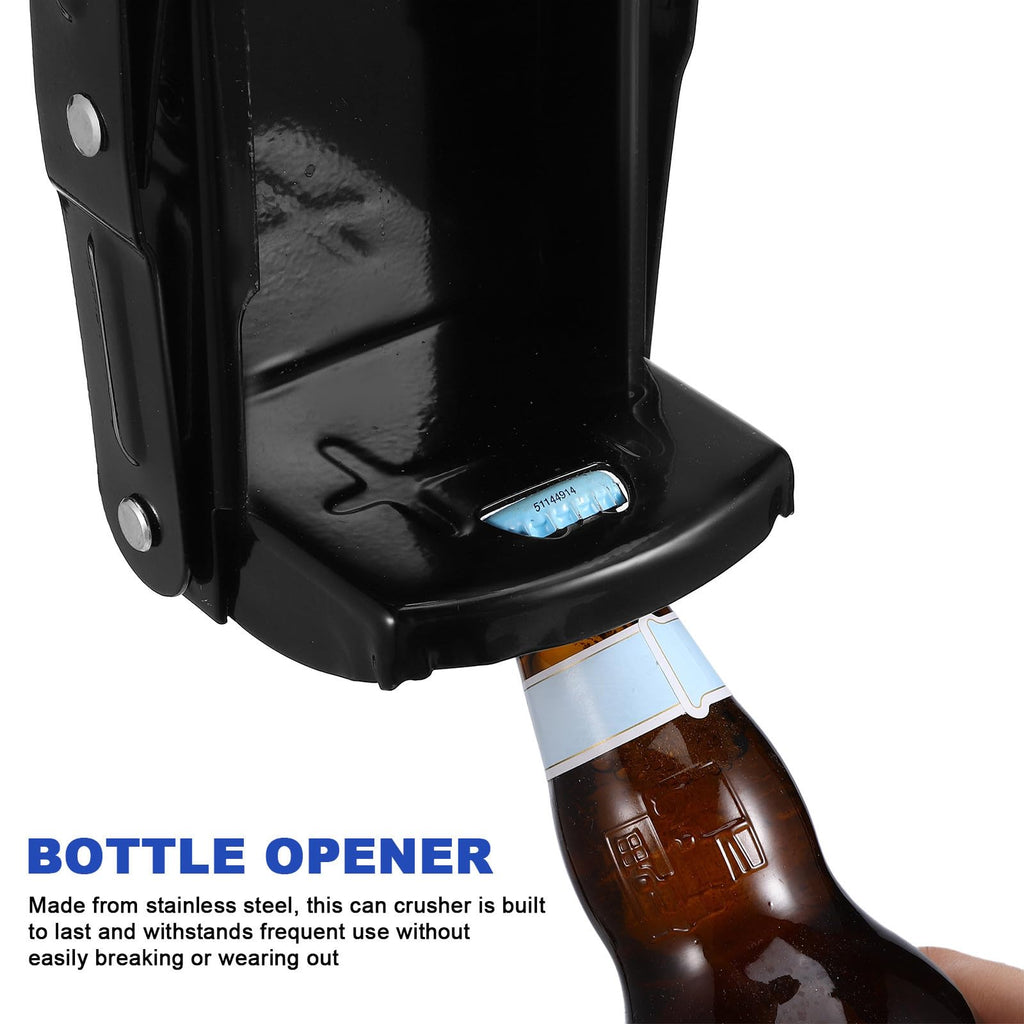 Heavy Duty Wall Mounted Stainless Steel Can Crusher with Built-in Bottle Opener N289281