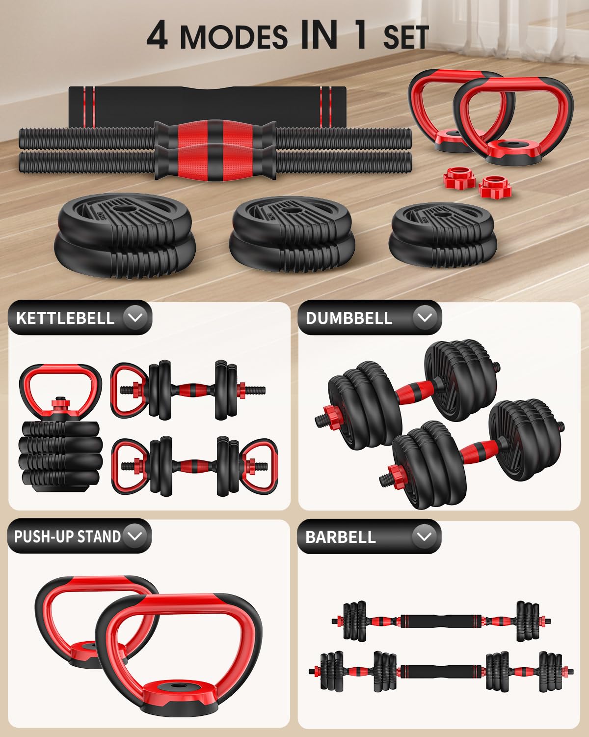 Adjustable Dumbbell Set 4 in 1 Free Weights U42104