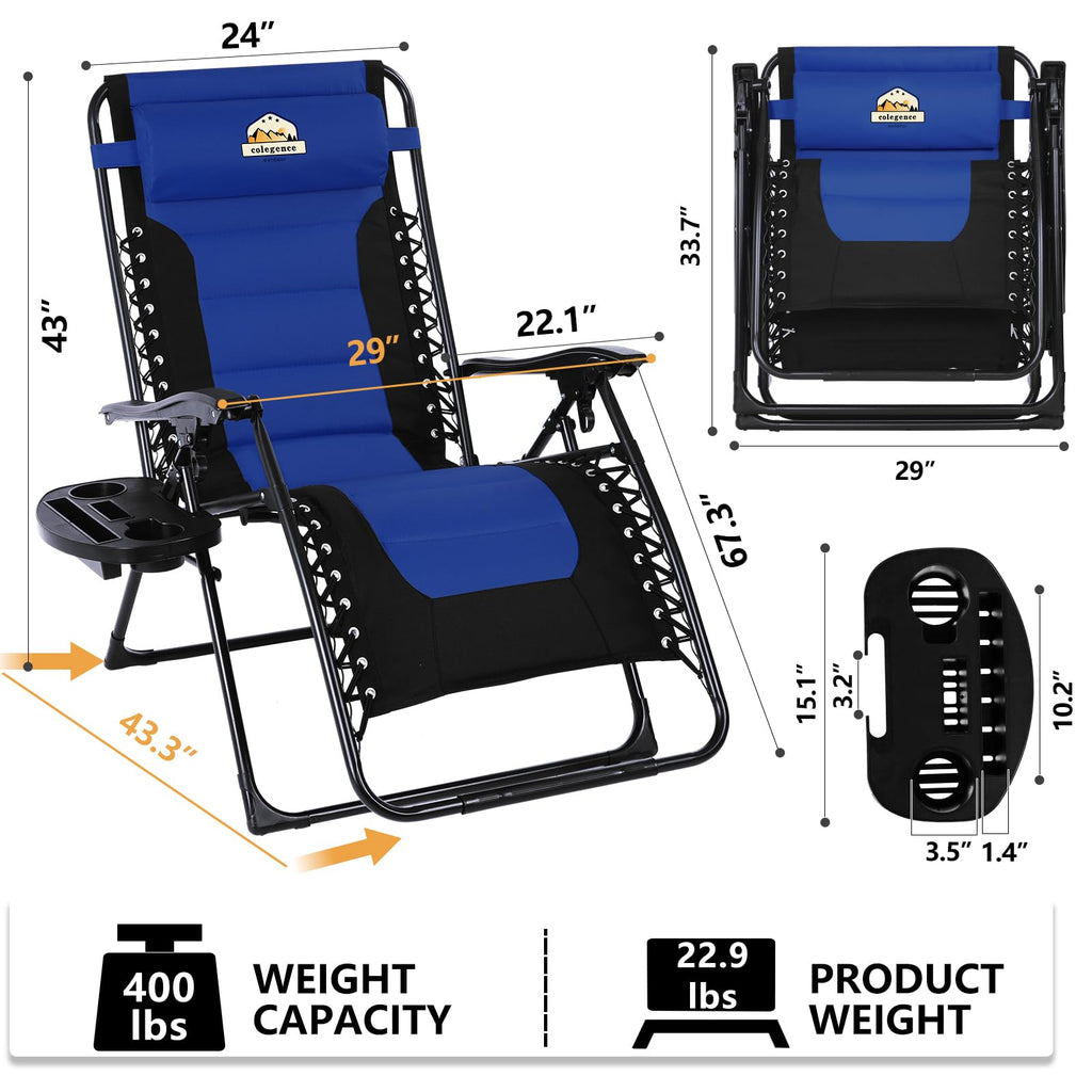 Oversized Zero Gravity Chairs Set of 2 Z4603
