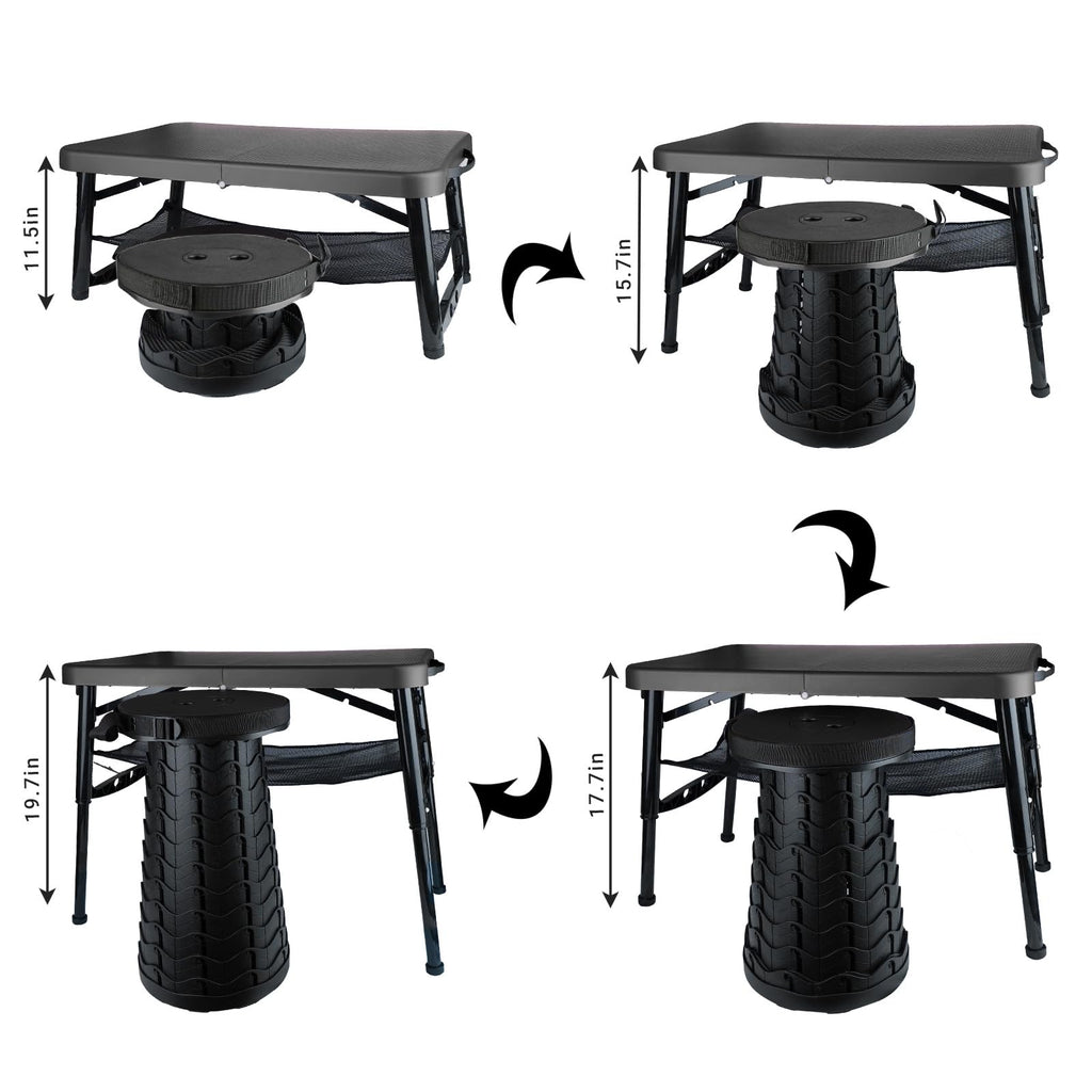 Black 4 Foot Folding Table and Stool E193459