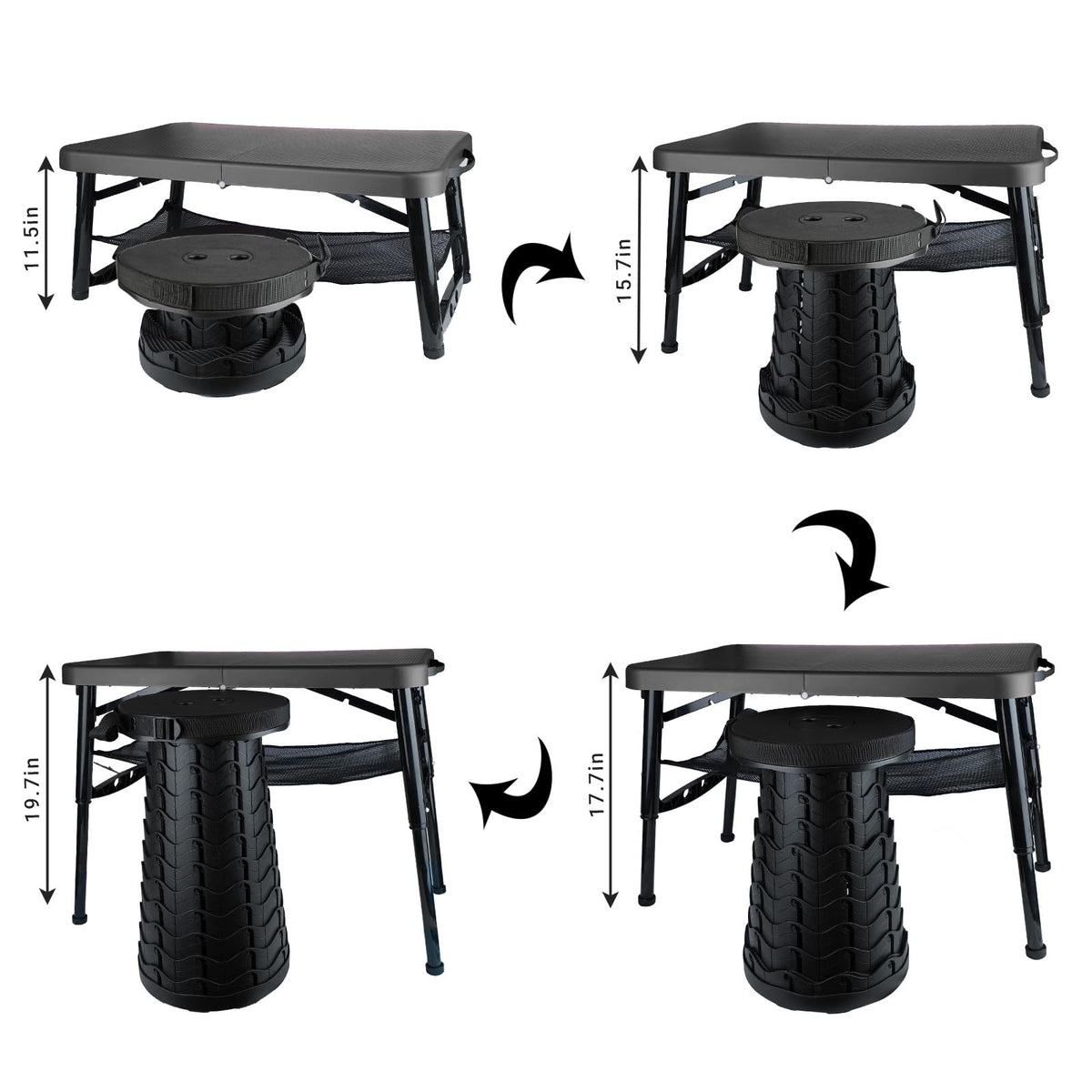 Black 4 Foot Folding Table and Stool E193459
