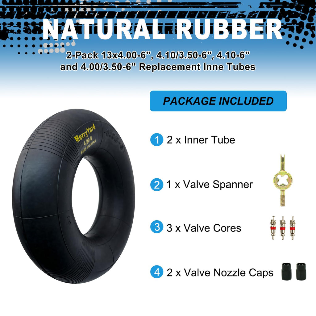 13 * 4.00-6" Inner Tubes TR13 Straight Valve Stem 2-Pack R652
