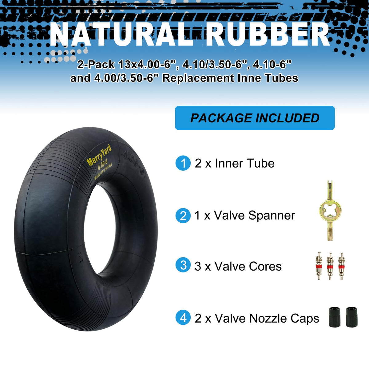 13 * 4.00-6" Inner Tubes TR13 Straight Valve Stem 2-Pack R652
