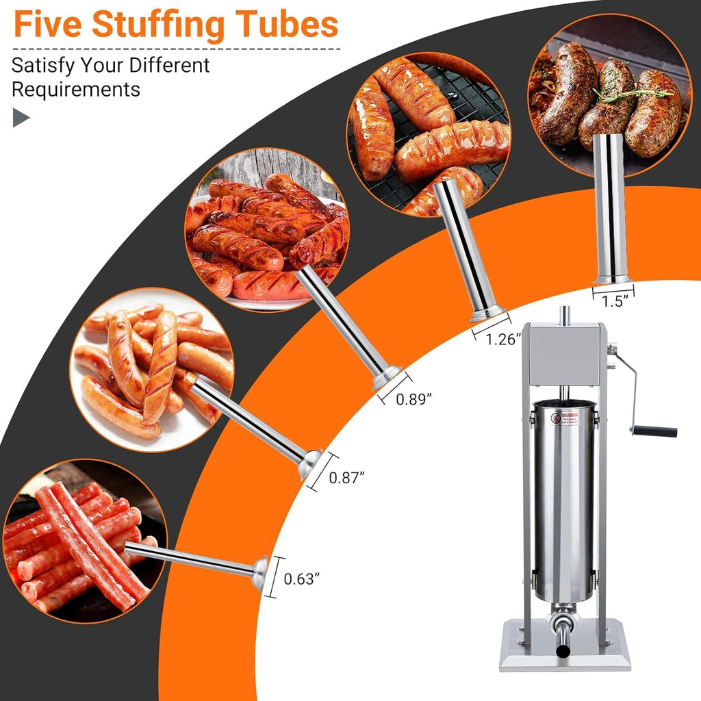 15L Sausage Stuffer with 5 Stainless Steel Tubes R842