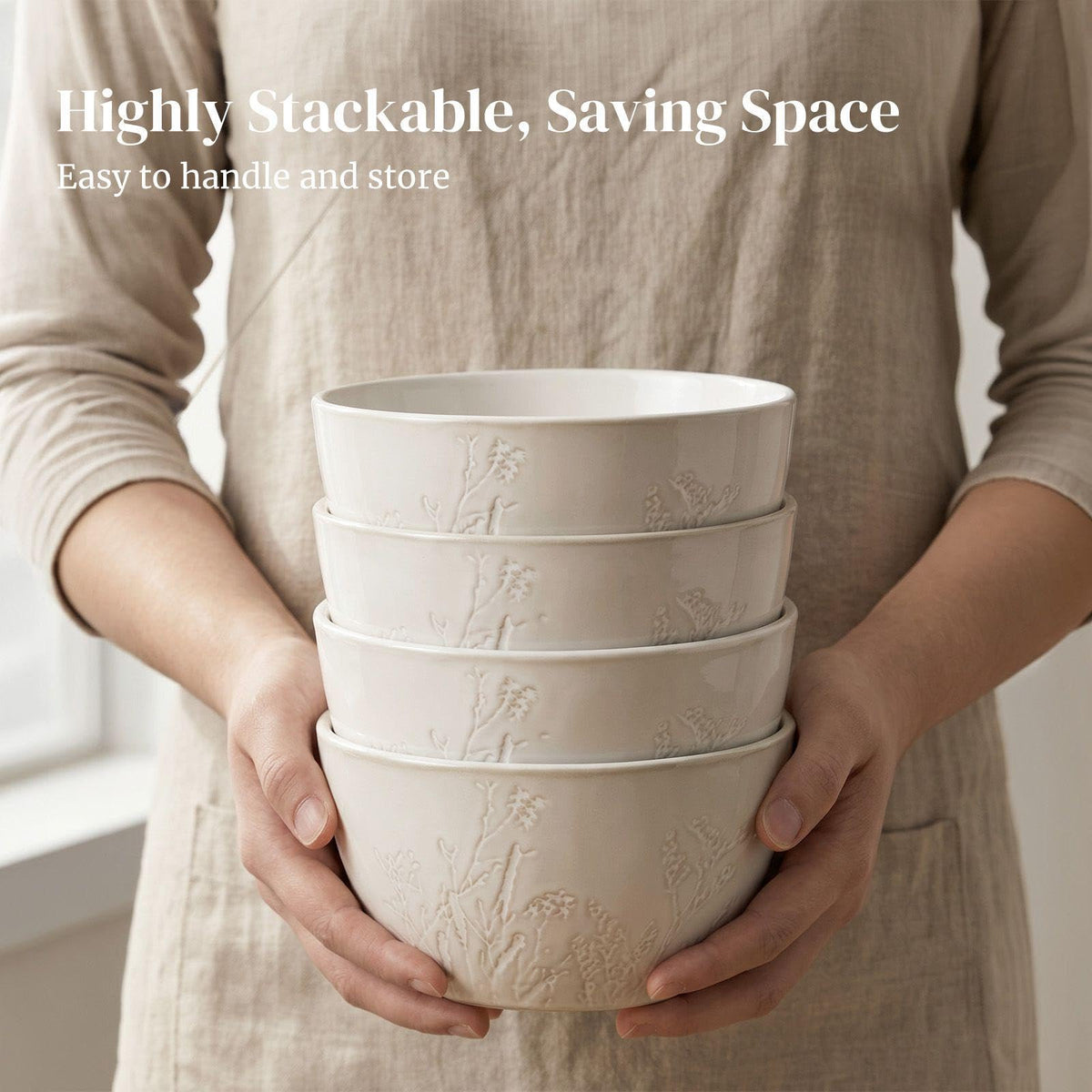 32 OZ Ceramic Soup Bowls Set of 4 K833096
