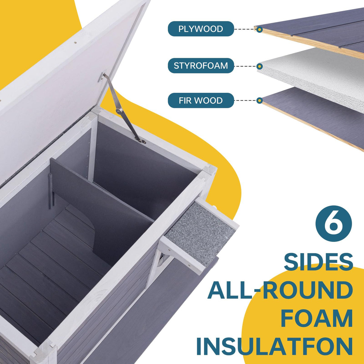 Weatherproof Outdoor Cat House with Elevated Floor G459