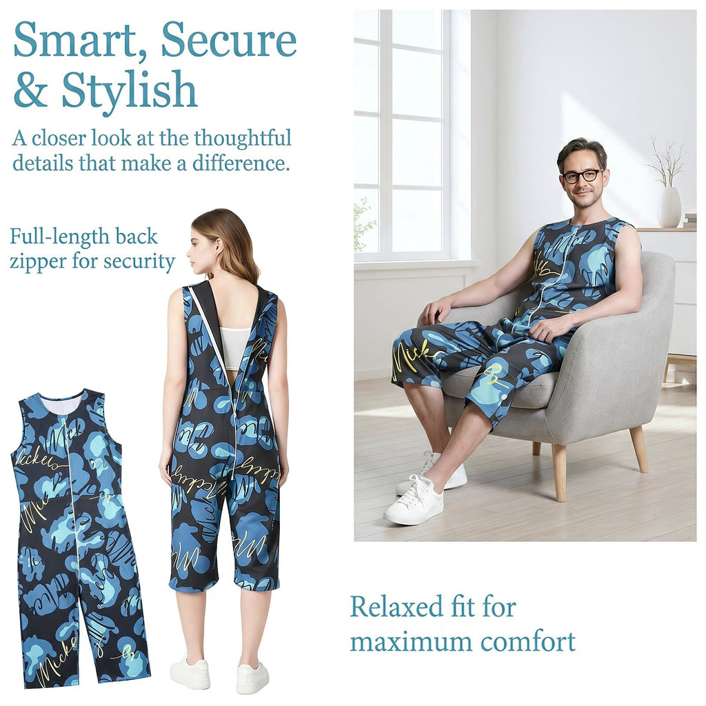 Blue Anti-Tampering Zipper Jumpsuit J35577