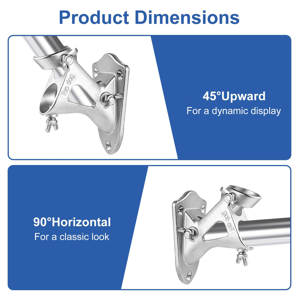 304 Stainless Steel Adjustable Wall Mount Flag Pole Holder Bracket Z26086
