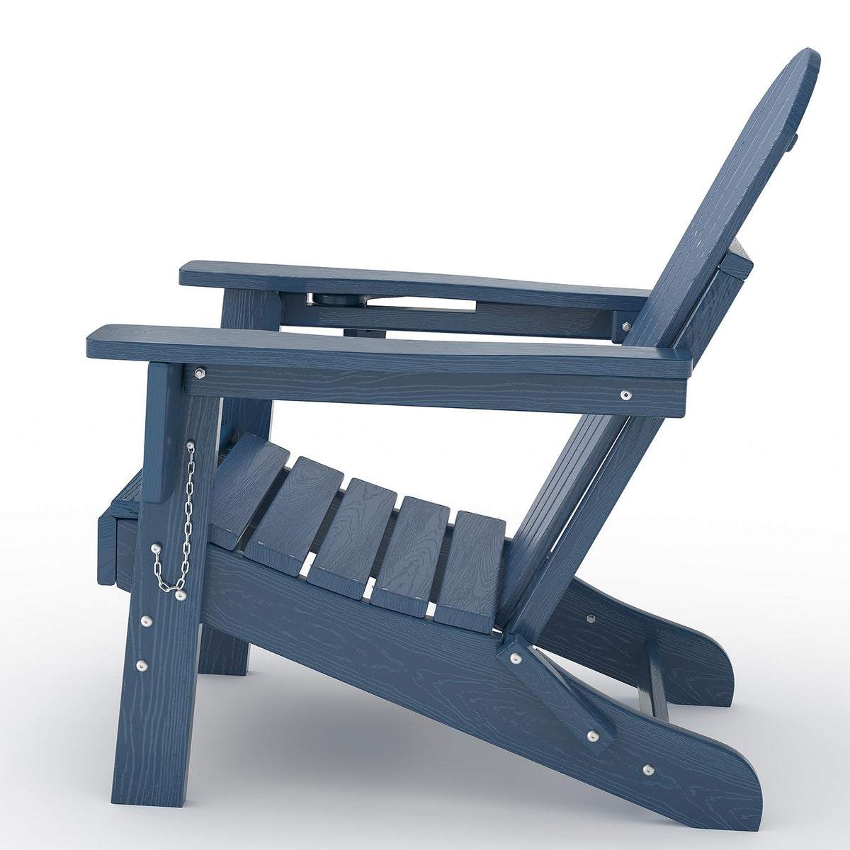 Navy Blue HDPE Folding Adirondack Chair Set of 6 with Cup Holder R832833