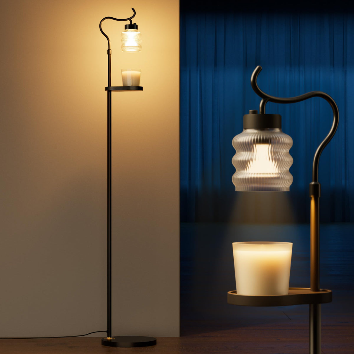 Dimmable Height Adjustable Candle Warmer Floor Lamp with Timer Q8348