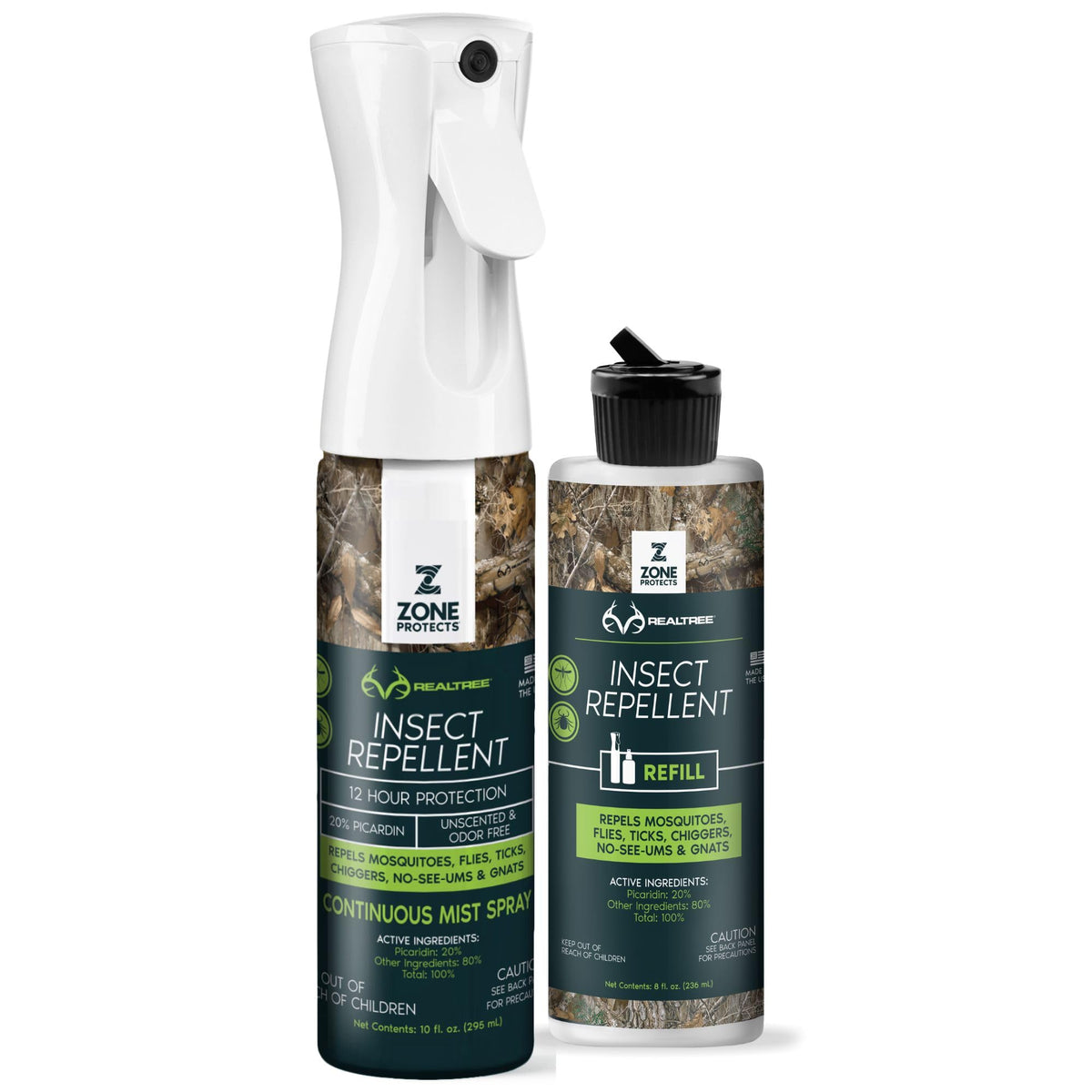 10oz Continuous Spray + 8oz Refill DEET-Free Unscented Insect Repellent G113