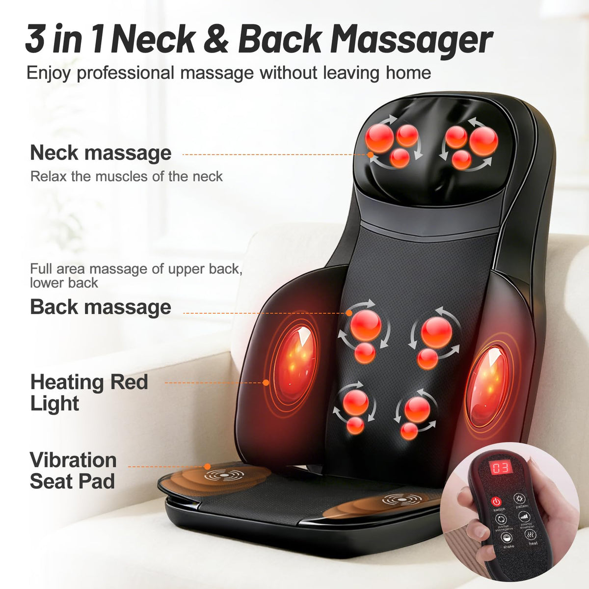 Full Body Massage Chair Pad with Neck Back Foot Shiatsu F288913