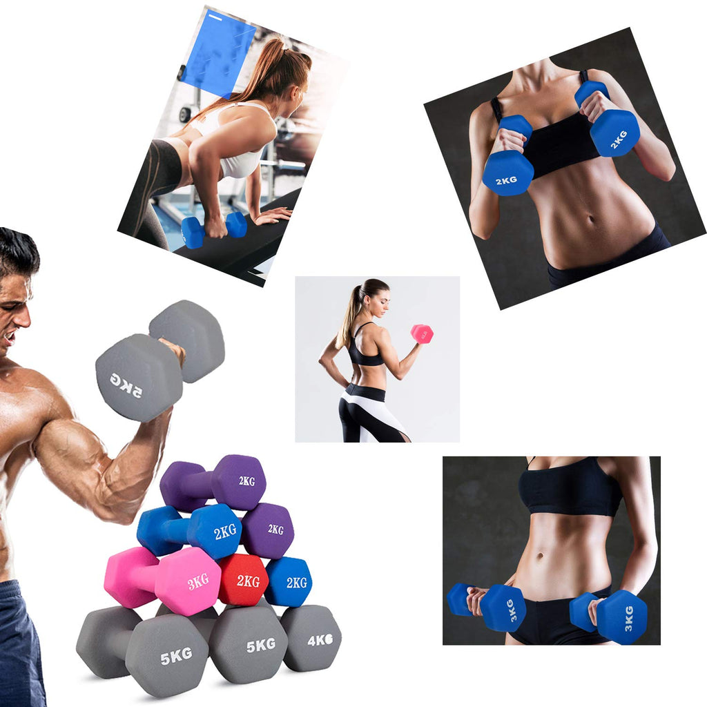 Neoprene Dumbbells Set, 1-15 LB, Anti-Slip, Hex Shape B576400