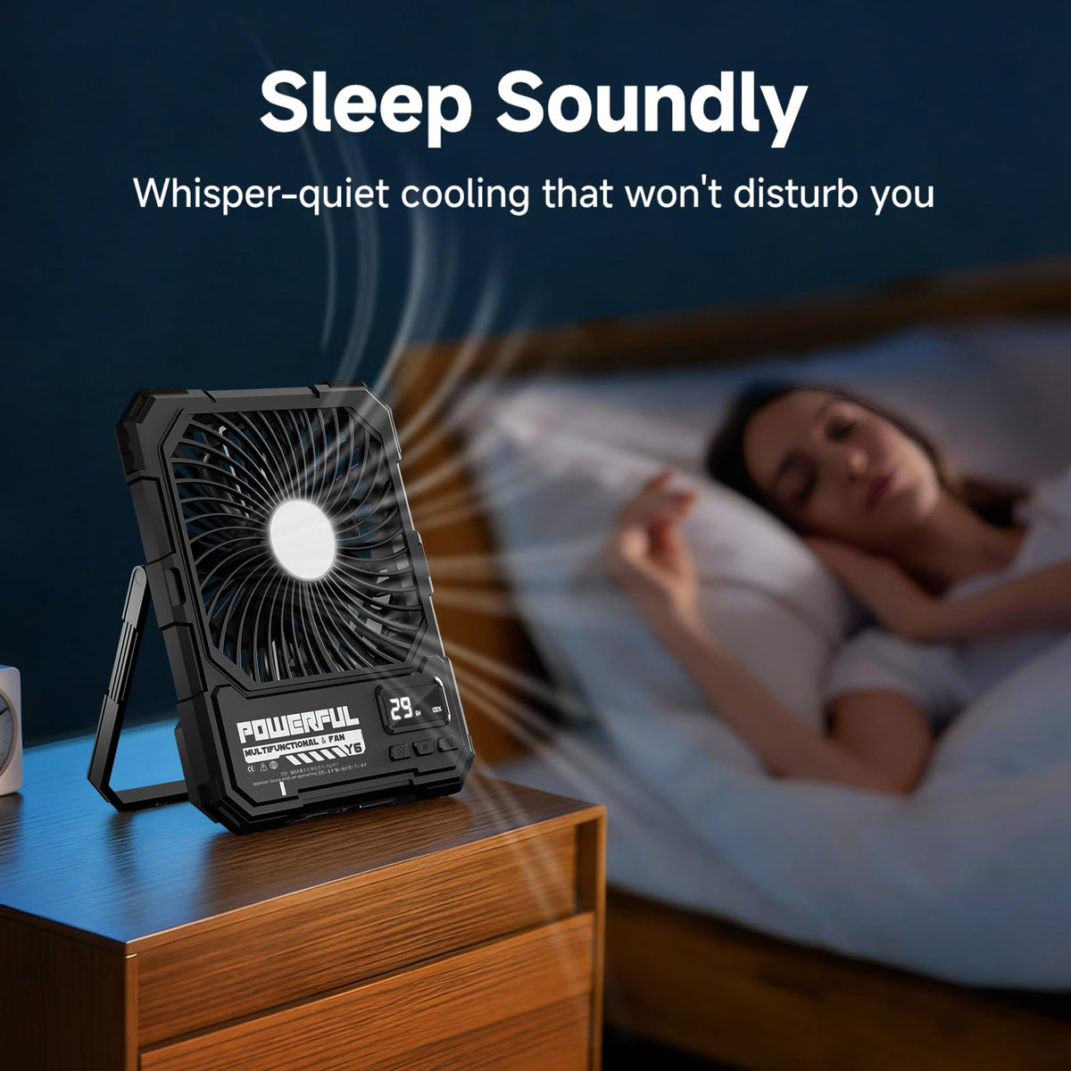 20000mAh Rechargeable Battery Powered Fan with LED Light H121