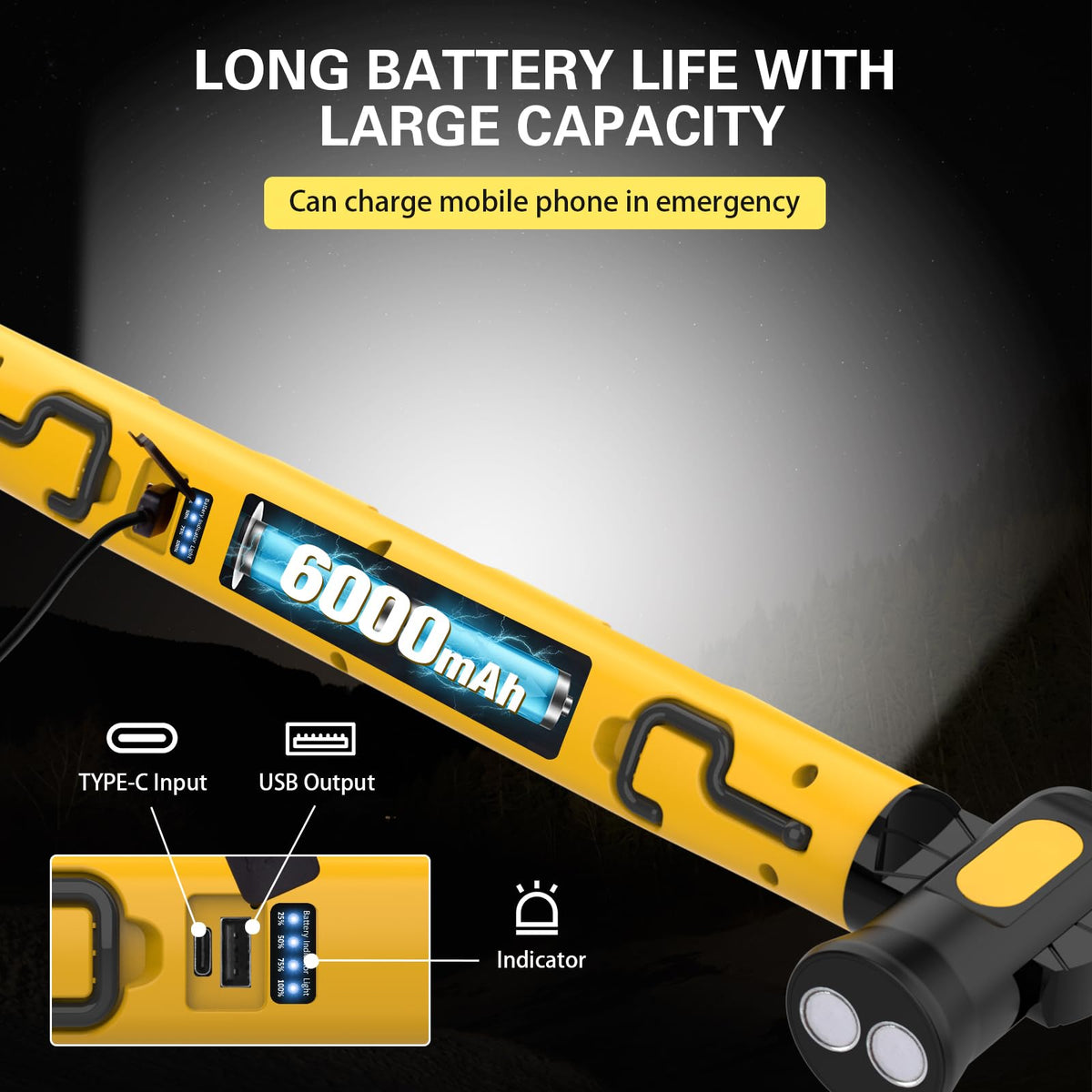 Magnetic Work Light Bar, 6000mAh 3000LM Rechargeable Z22585