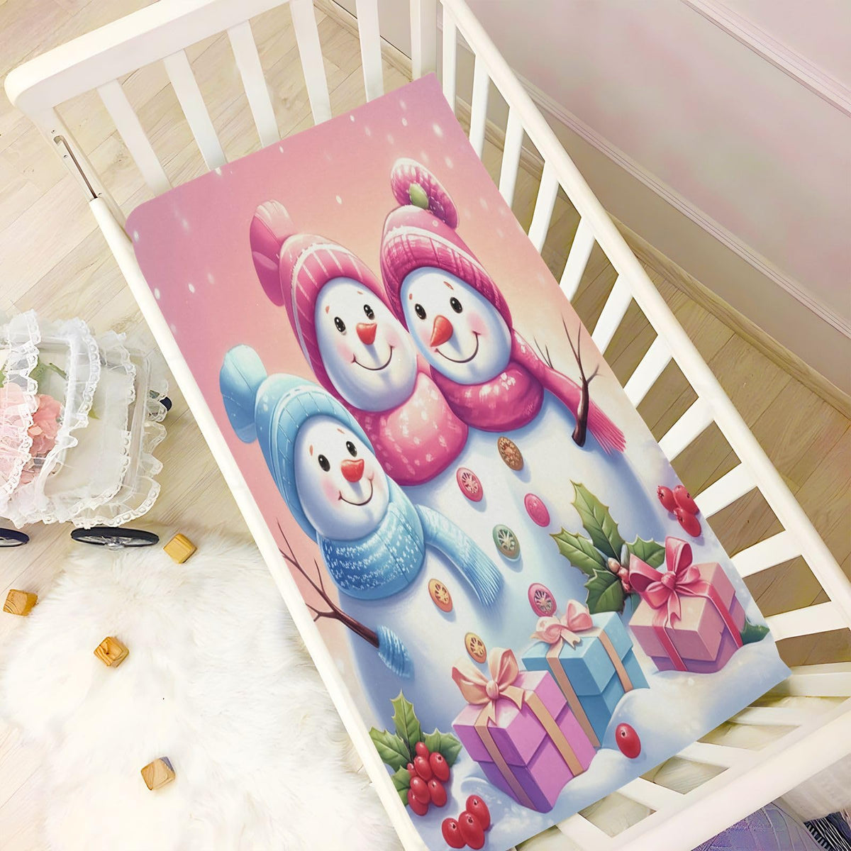 Christmas Snowmen Crib Sheet 52" x 28" O485744