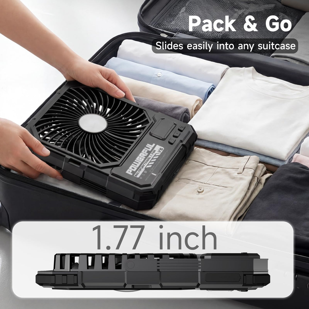 20000mAh Rechargeable Battery Powered Fan with LED Light H121
