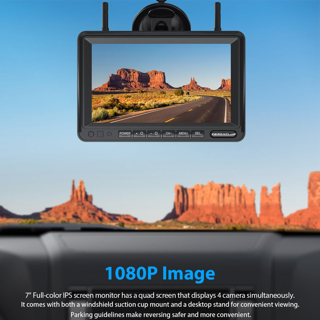 1080P 7" Wireless RV Backup Camera System with DVR Monitor E75139