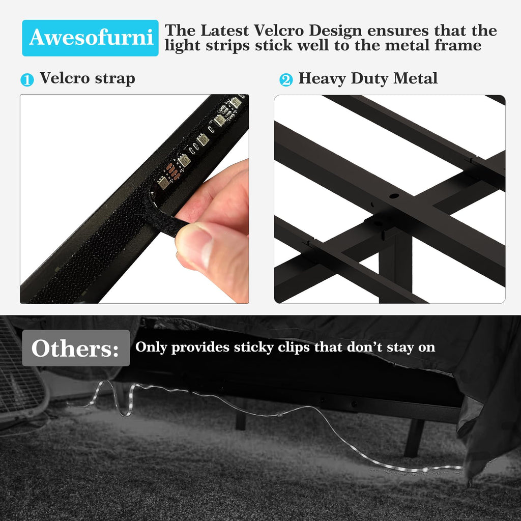 Full Size Metal Floating Bed Frame with LED Lights L1694