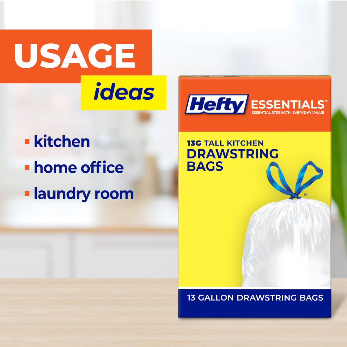 13 Gallon White Unscented Trash Bags 45ct E18263