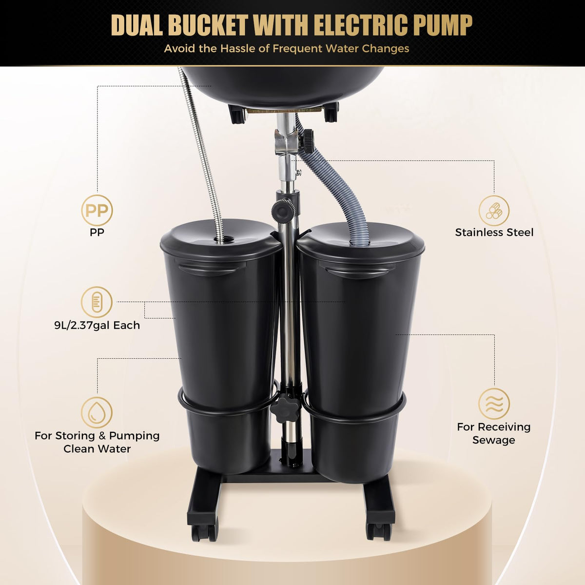 Portable Shampoo Unit with Electric Pump and Drain Hoses O792