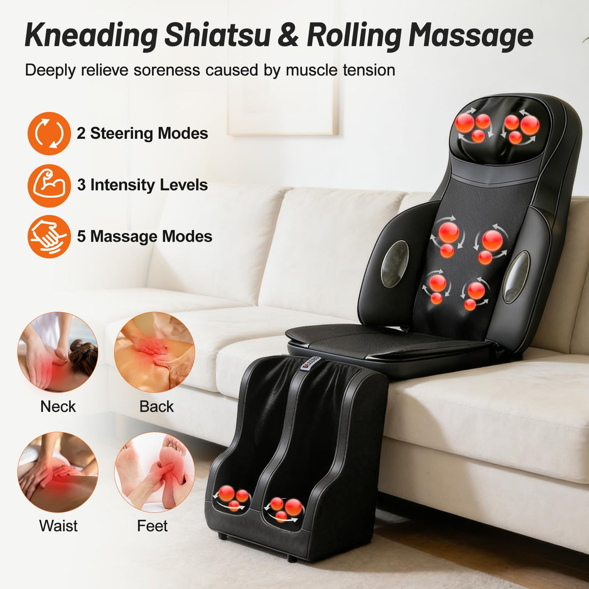 Full Body Massage Chair Pad with Neck Back Foot Shiatsu F288913
