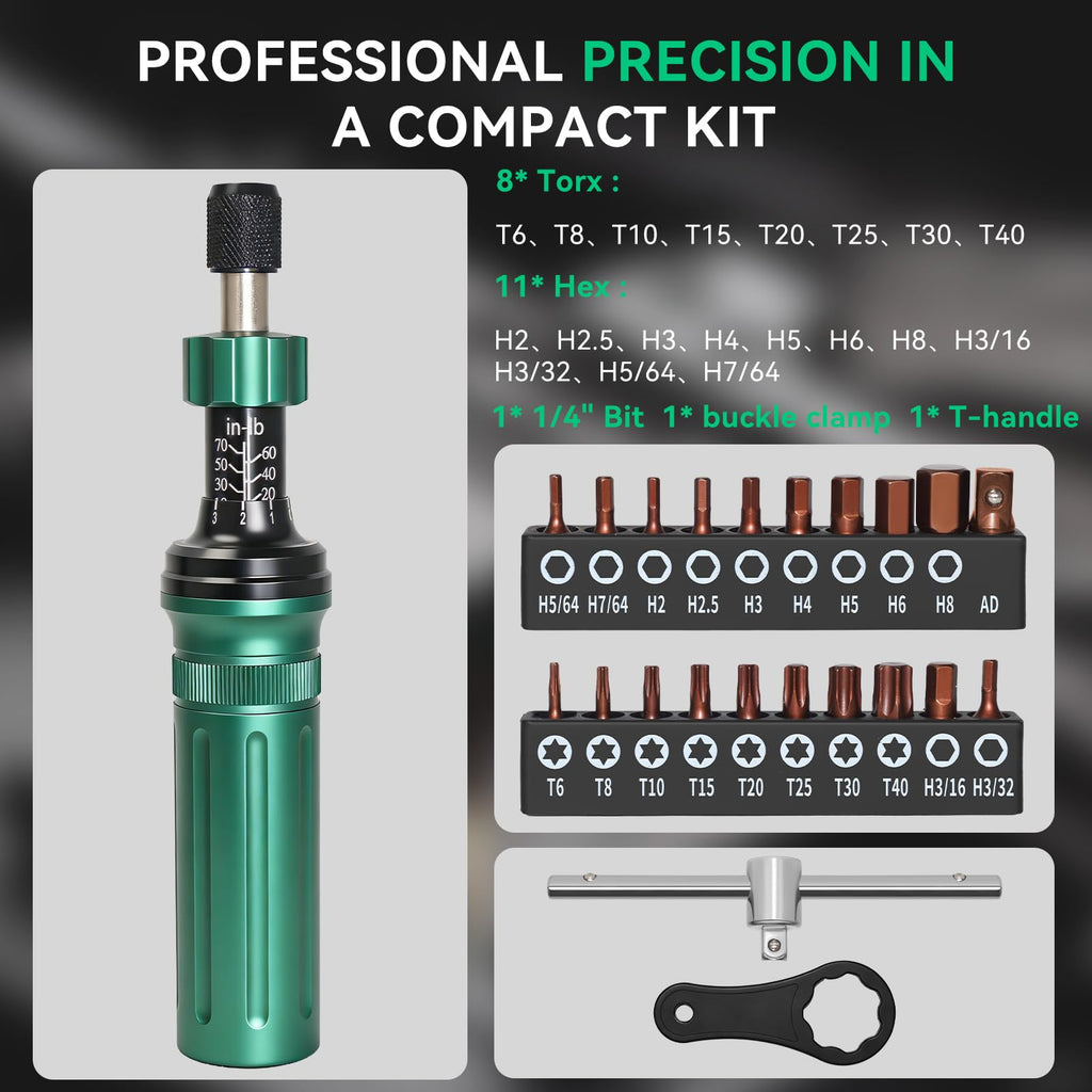 10-70 in-lb 1/4" Drive 24 PCS Torque Screwdriver Set E1380
