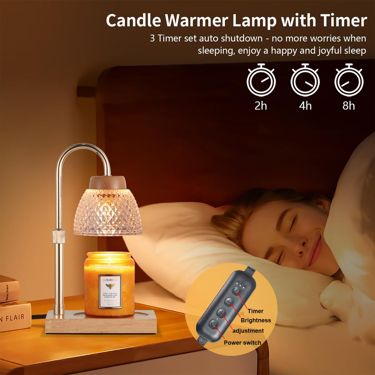 Dimmable Candle Warmer Lamp with Timer Adjustable Height M205865