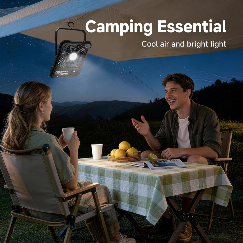 20000mAh Rechargeable Battery Powered Fan with LED Light H121