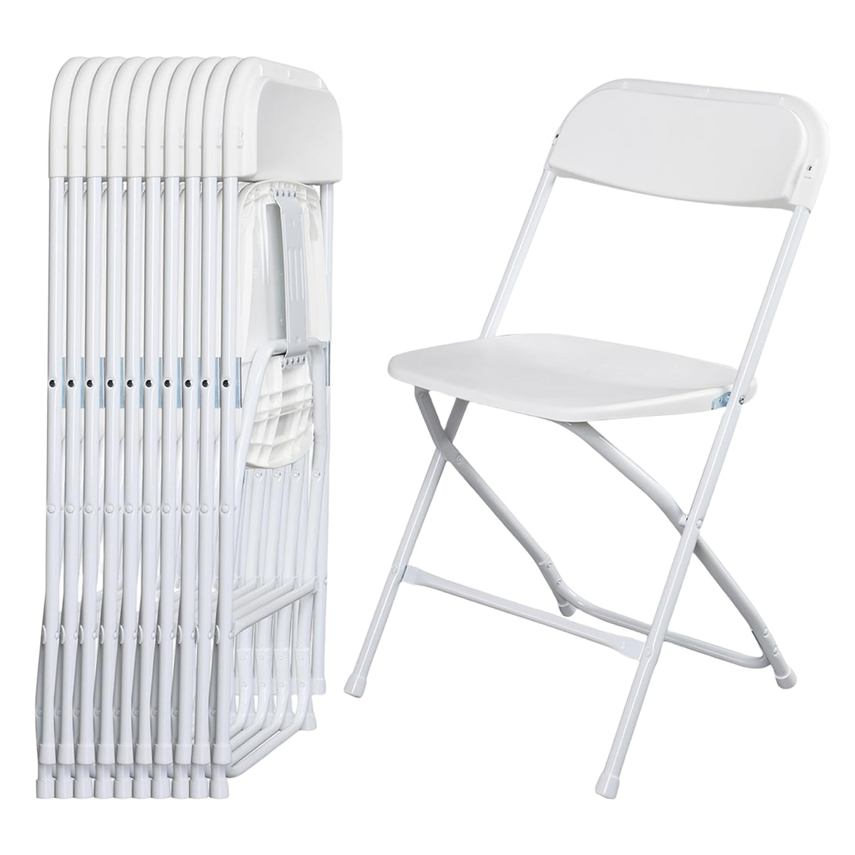 White 10 Pack Folding Chairs with Steel Frame H7281