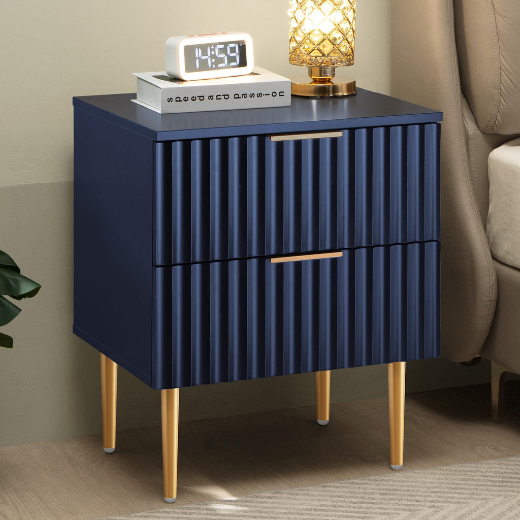 Glossy Nightstand Set of 2 with Drawers Z57964
