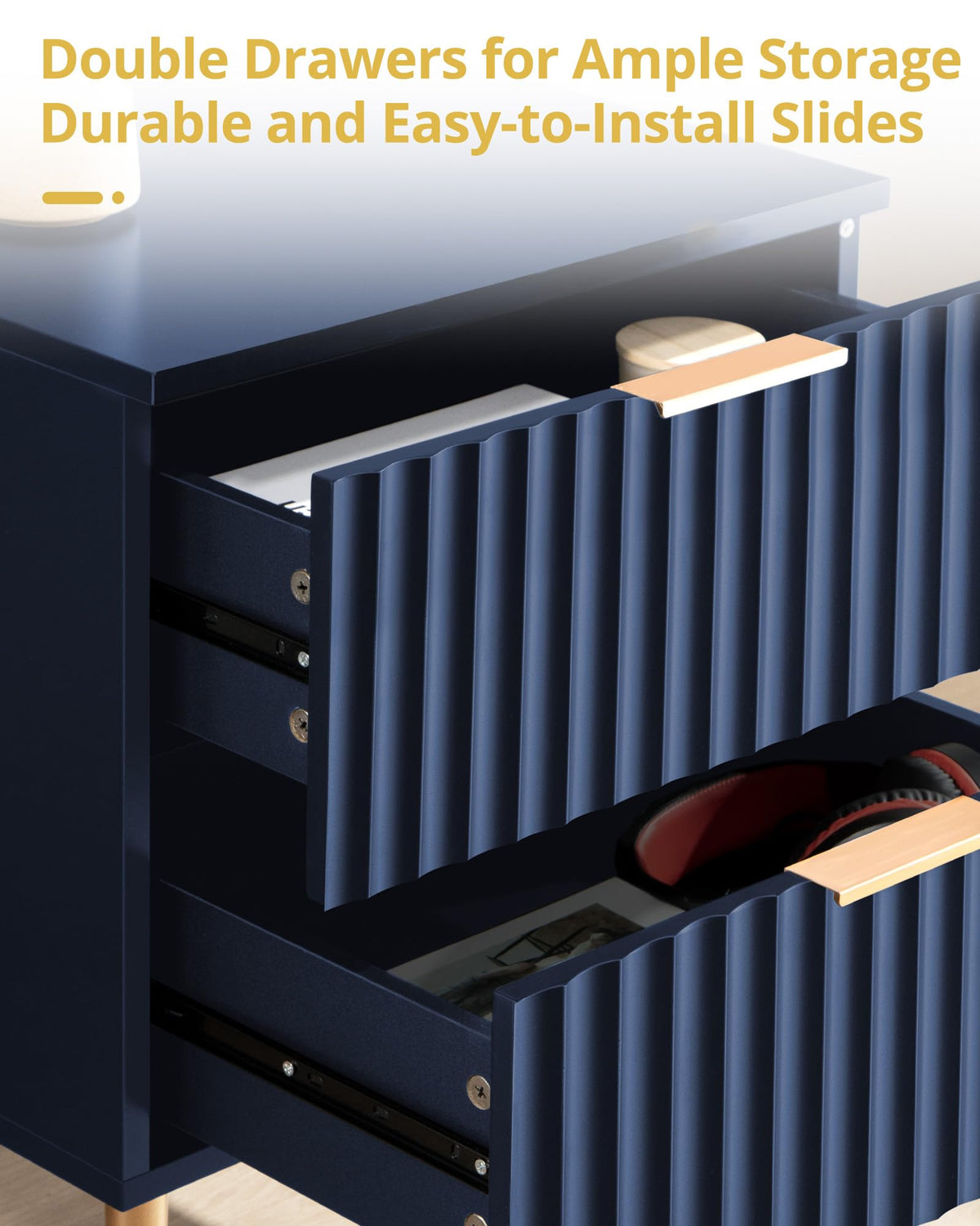 Glossy Nightstand Set of 2 with Drawers Z57964