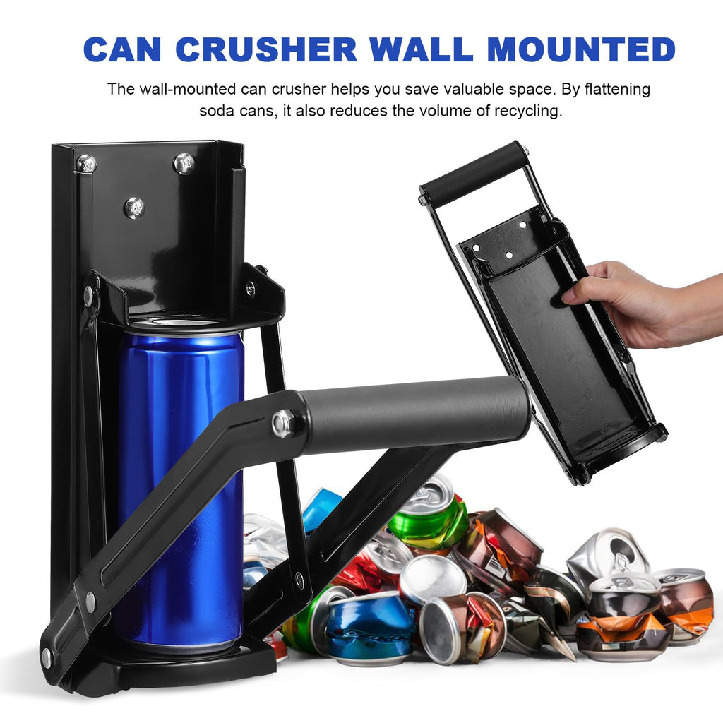 Heavy Duty Wall Mounted Stainless Steel Can Crusher with Built-in Bottle Opener N289281
