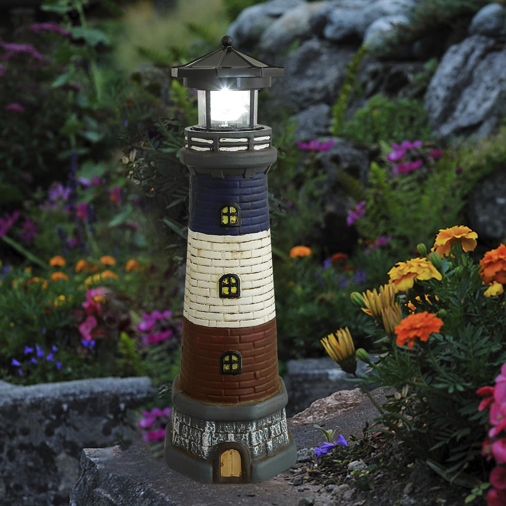 Solar Garden Lighthouse Statue 14.76In Waterproof V21071