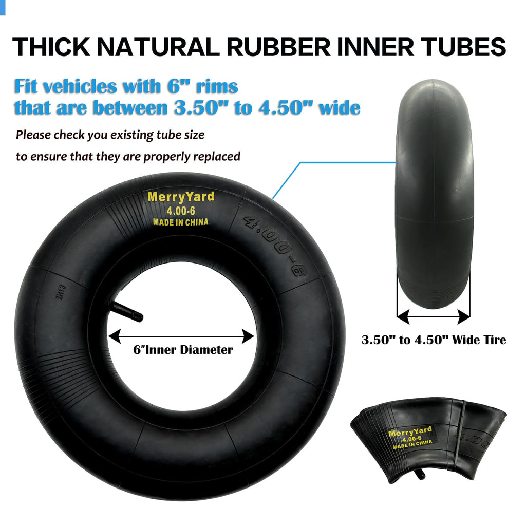 13 * 4.00-6" Inner Tubes TR13 Straight Valve Stem 2-Pack R652