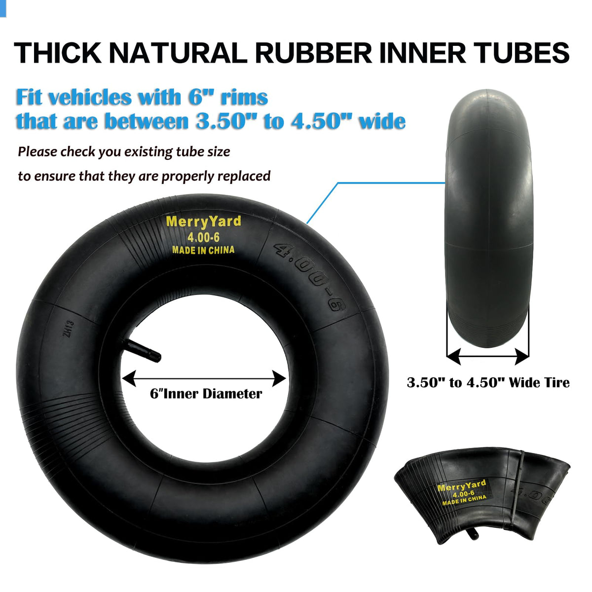 13 * 4.00-6" Inner Tubes TR13 Straight Valve Stem 2-Pack R652